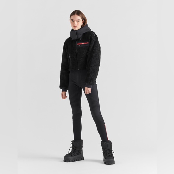 Cropped fleece recycled sweatshirt jacket black size small - Picture 7 of 16